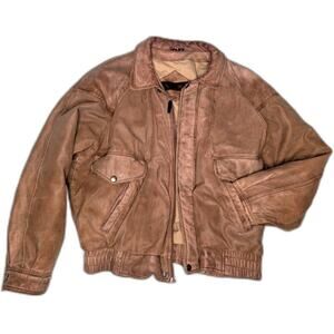Vintage Retro Men's Brown XL Thick Leather Jacket